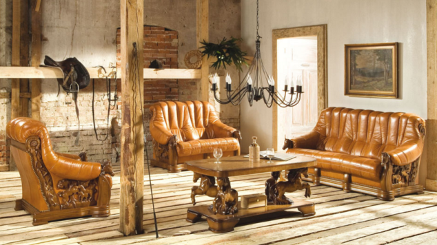 Obývací pokoj ve stylu masivního dřeva