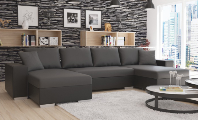 Rohová sedací souprava tmavá