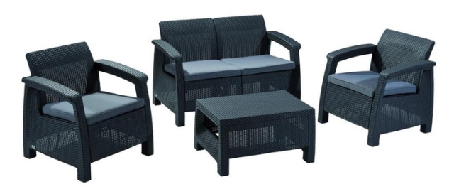 Záhradný nábytok - Allibert - Corfu Set Elegance 1+2+1