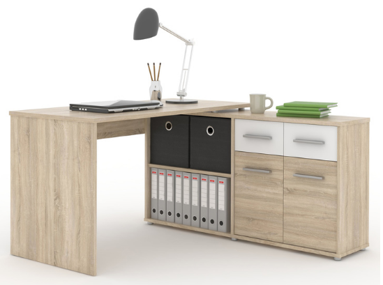 Rohový PC stůl s úložným prostorem