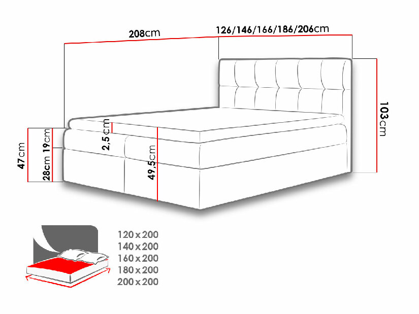 Kontinentálna posteľ 200x200 cm Rdest (tyrkysová) *výpredaj