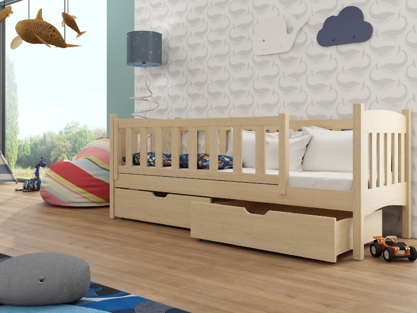 Detská posteľ 80 x 180 cm Gussie (s roštom a úl. priestorom) (borovica) *výpredaj