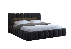 Manželská posteľ 180 cm Luxa (antracit) (s roštom, úl. priestorom a LED) *výpredaj
