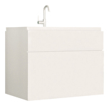 Kúpeľňová skrinka pod umyvadlo Maeve (biela + biela extra vysoký lesk)