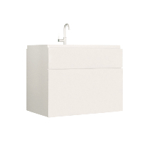 Kúpeľňová skrinka pod umyvadlo Maeve (biela + biela extra vysoký lesk)