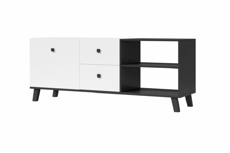 TV stolík/skrinka Milcombe M4 (biela + čierna)