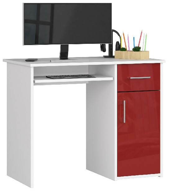 PC stolík Padma (biela + červený lesk)