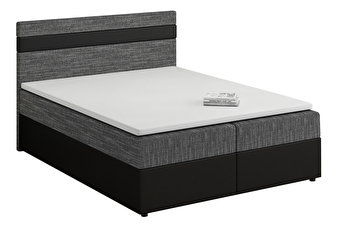 Kontinentálna posteľ 180x200 cm Mimosa (melíorvaná sivá + čierna) (s roštom a matracom)
