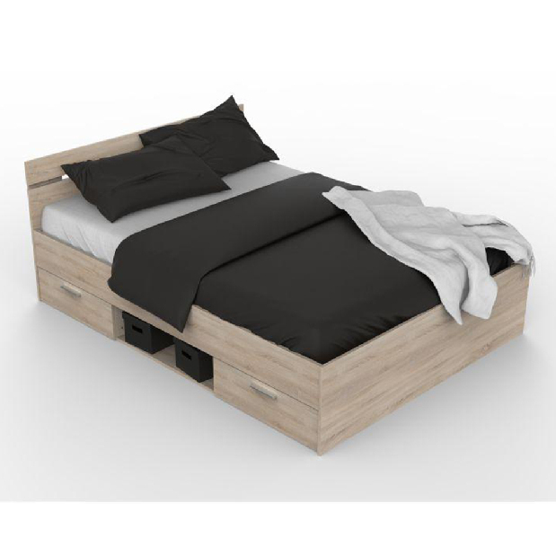 Manželská posteľ 160 cm Myriam (dub sonoma) (bez matraca a roštu)
