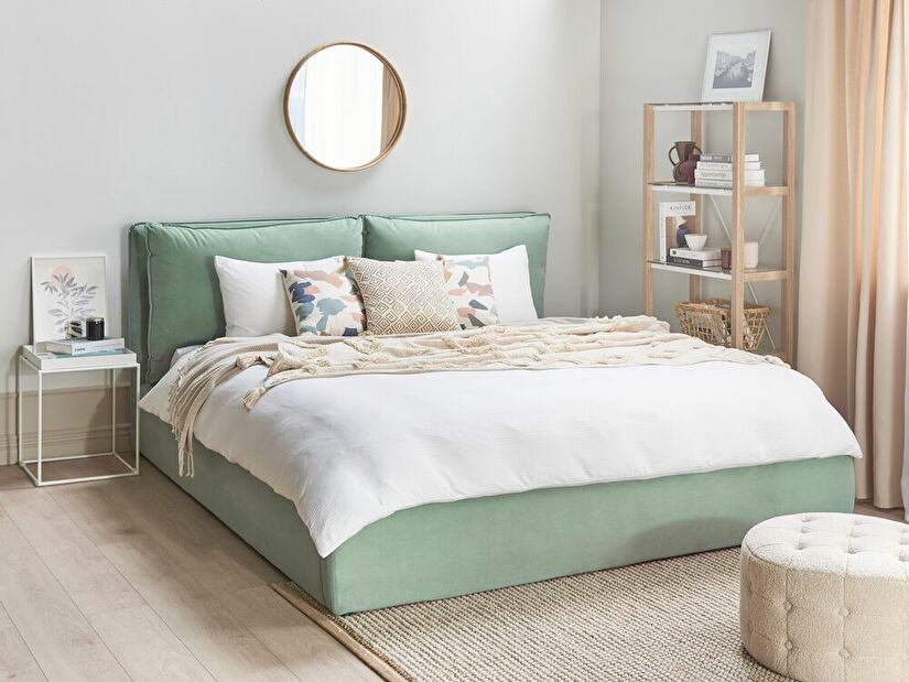 Manželská posteľ 180 cm Berit (zelená) (s roštom) (s úl. priestorom)