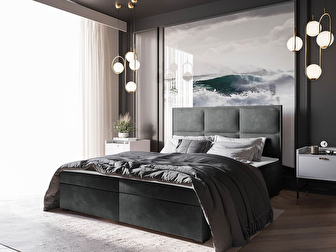 Manželská posteľ 160 cm Aspertam  I (sivá ) (s roštom, matracom a úl. priestorom)