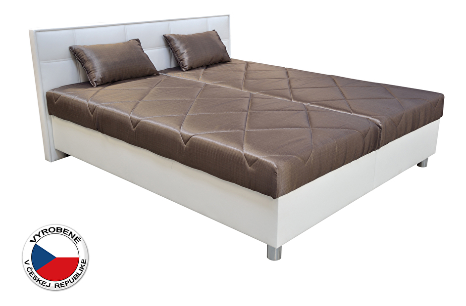 Manželská posteľ 160 cm Blanár Belfast (hnedá + biela) (s roštami a matracmi)