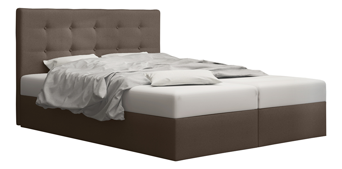 Manželská posteľ Boxspring 180 cm Duel 1 Comfort (hnedá) (s matracom a úložným priestorom)
