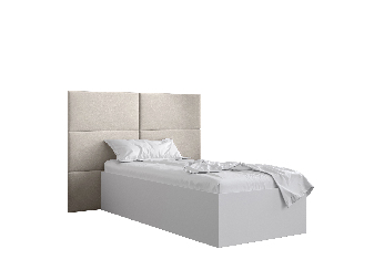 Jednolôžková posteľ s čalúneným čelom 90 cm Brittany 2 (biela matná + krémová) (s roštom)