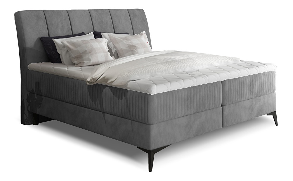 Kontinentálna posteľ 140 cm Alberto (tmavosivá) (s matracmi)