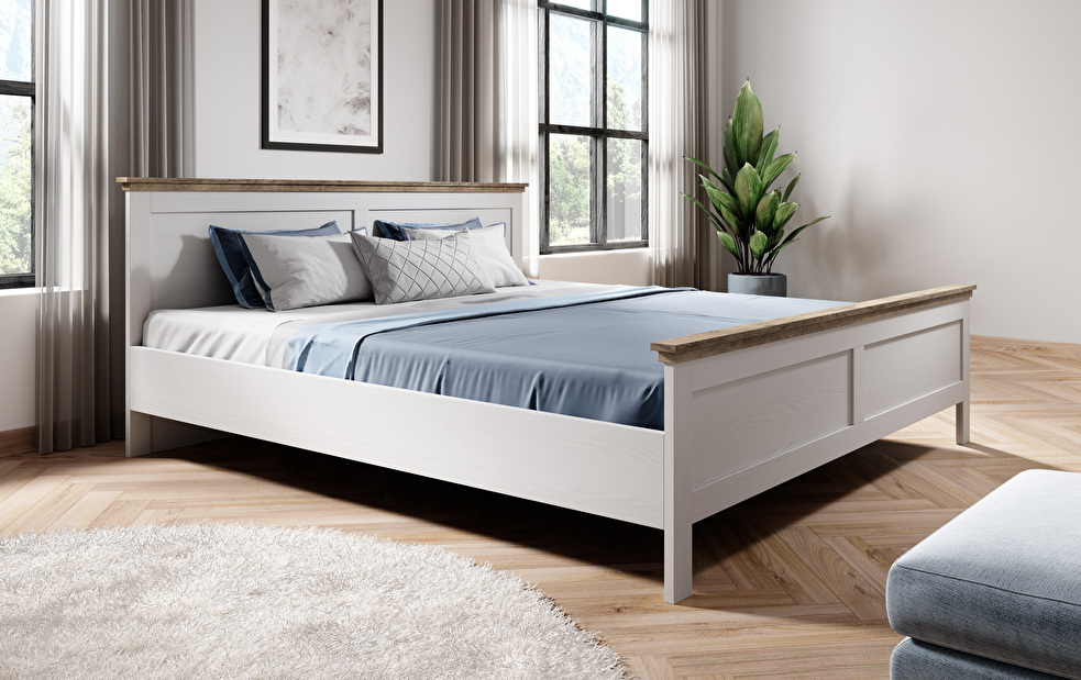 Manželská posteľ 160 cm Elvina S Typ 31 (biely popol + dub lefkas) *výpredaj