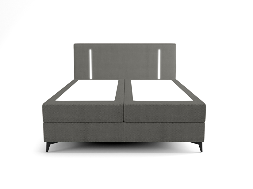 Manželská posteľ 140 cm Ortega Comfort (tmavosivá) (s roštom a matracom, s úl. priestorom) (s LED osvetlením)