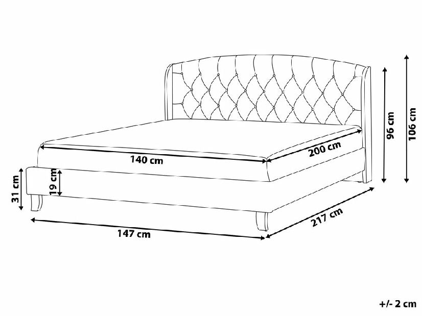 Manželská posteľ 140 cm BORD (s roštom) (béžová)