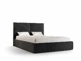 Manželská posteľ 180 cm Alfonso (čierna) (s roštom a úložným priestorom)