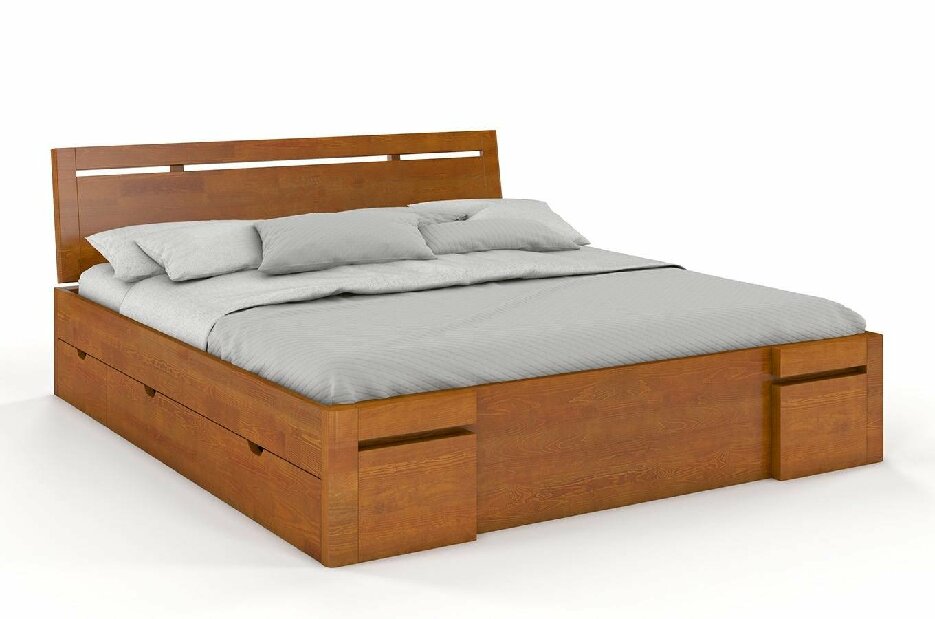 Manželská posteľ 180 cm Naturlig Bokeskogen High Drawers (borovica)