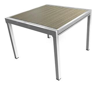 Rozkladací záhradný stôl DORIO (biela oceľ + sivá) (pre 4-8 osôb)