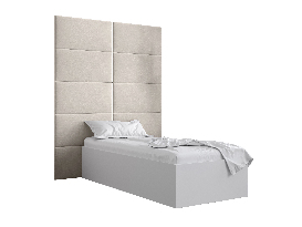 Jednolôžková posteľ s čalúneným čelom 90 cm Brittany 1 (biela matná + krémová) (s roštom)