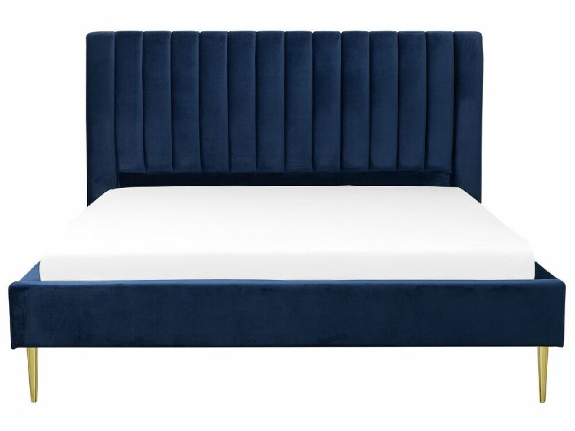 Manželská posteľ 180 cm MASALA (textil) (modrá) (s roštom)