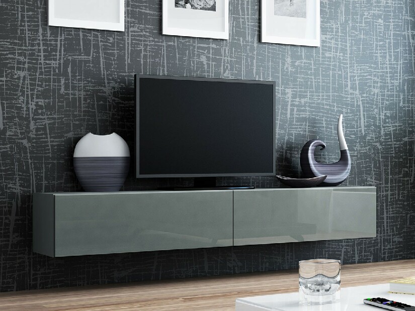 TV stolík/skrinka Zylia 180 (šedý + šedý lesk)