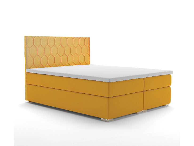 Manželská posteľ Boxspring 140 cm Piranno (žltá) (s úložným priestorom)