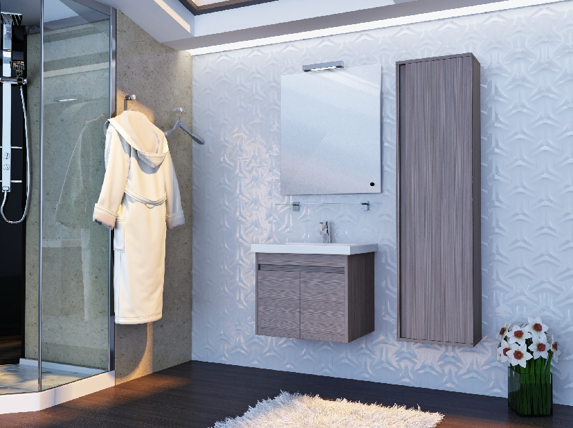 Kúpeľňová skrinka na stenu s umývadlom Juventa Ravenna Rv-60 (sivohnedá)