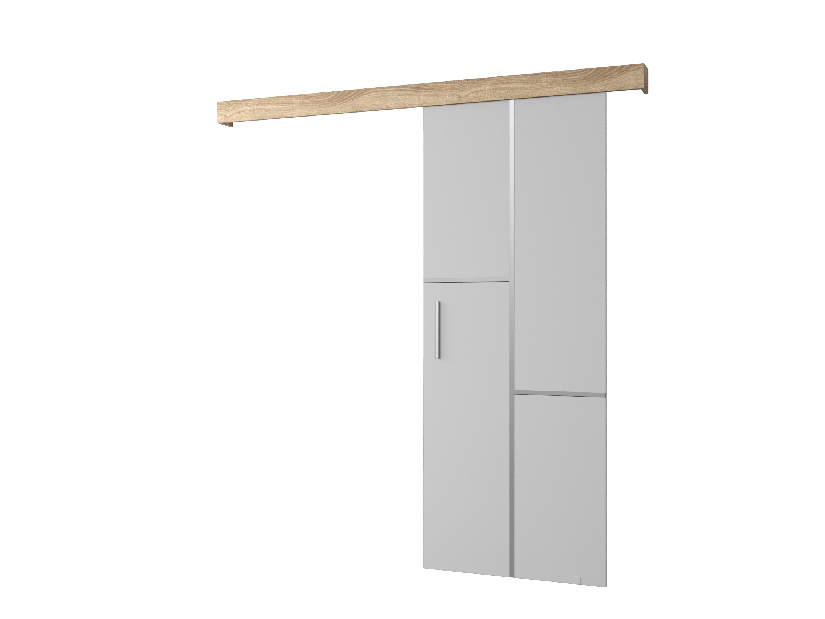 Posuvné dvere 90 cm Sharlene VII (biela matná + dub sonoma + strieborná)