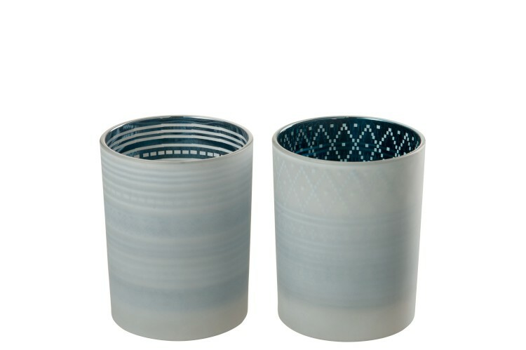 Svietnik Jolipa Na čajovú sviečku (10x10x13cm) (Modrá) (2ks)