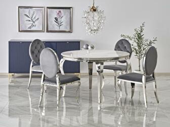 Jedálenský stôl Regino (biely mramor + strieborná) (pre 4 osoby)
