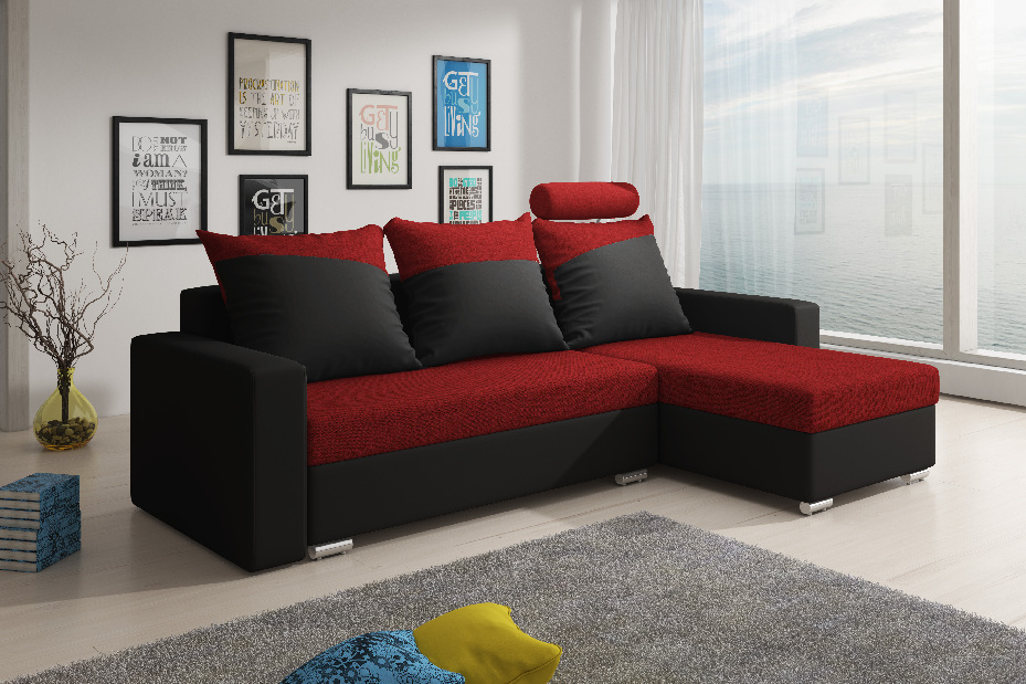 Rohová sedačka Maratto (červená + čierna) (P)