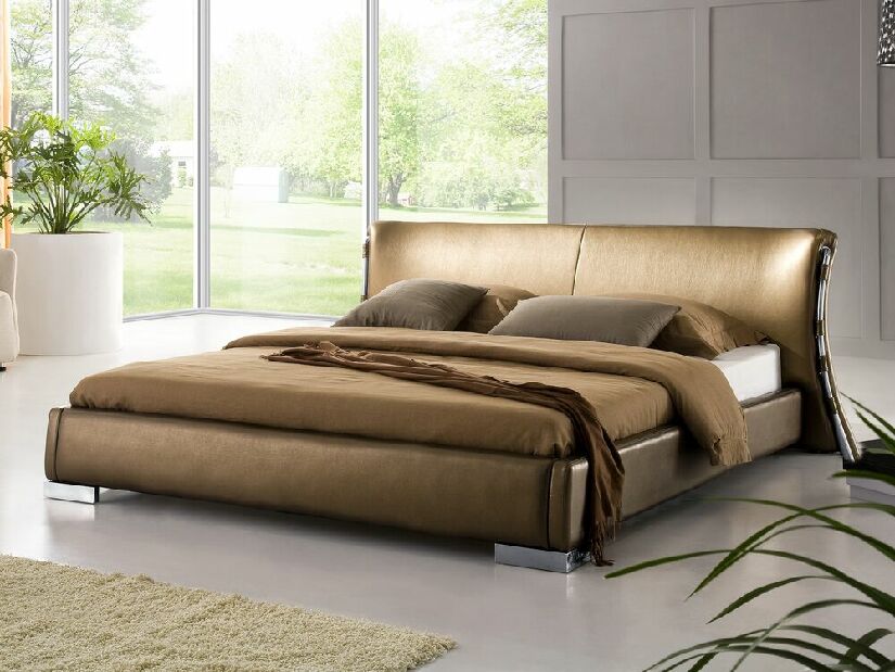 Manželská posteľ 140 cm PARNAS (s roštom) (zlatá) *výpredaj