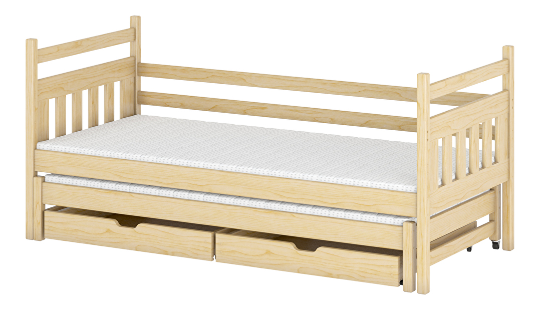 Detská posteľ 90 x 190 cm DANNY (s roštom a úl. priestorom) (borovica)
