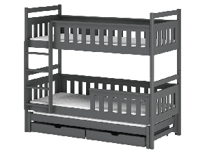 Detská posteľ 90 x 200 cm KARLA (s roštom a úl. priestorom) (grafit)