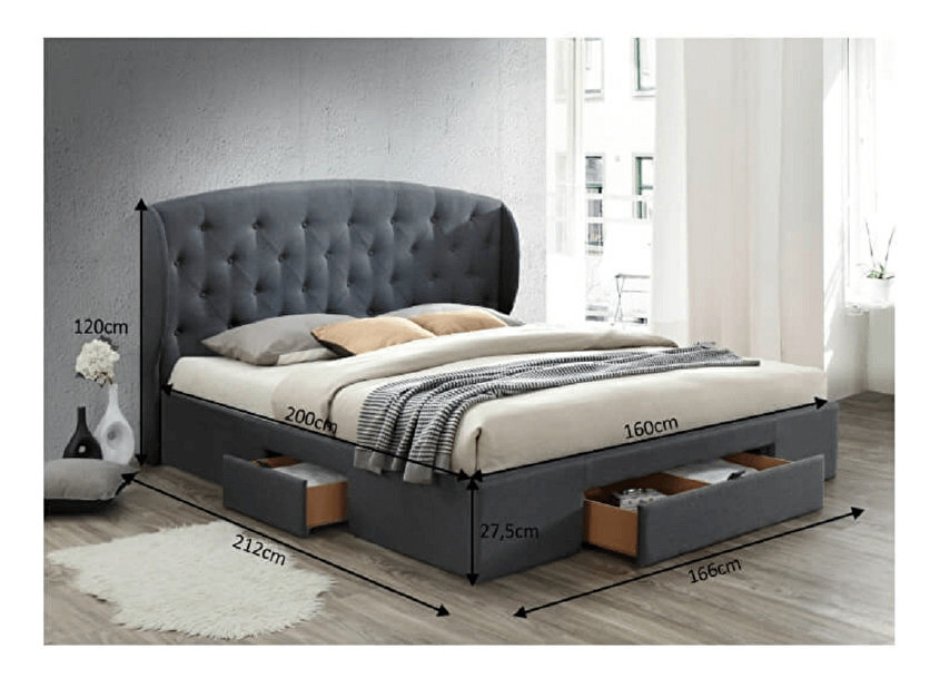 Manželská postel 160 cm Orella (s roštom)