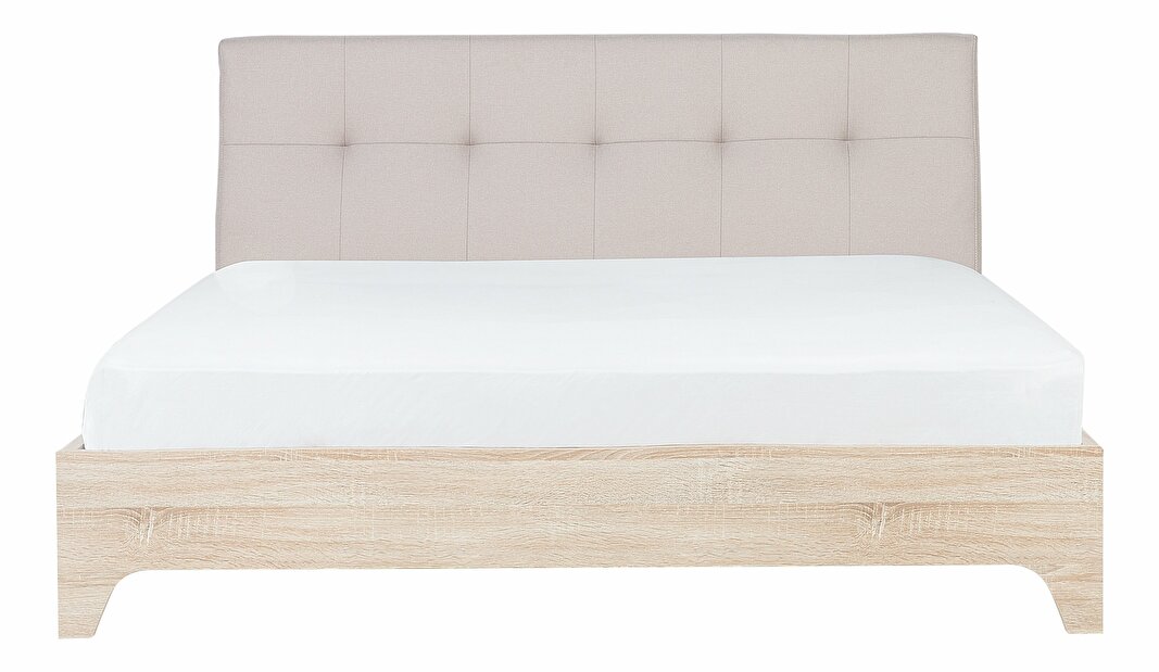Manželská posteľ 180 cm BERGAMO (s roštom) (béžová + svetlé drevo)