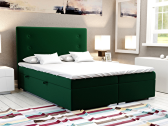 Manželská posteľ Boxspring 140 cm Grini (smaragdová) (s úložným priestorom)