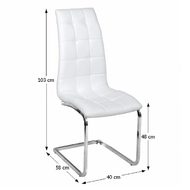 Jedálenská stolička Cli (biela + chróm)