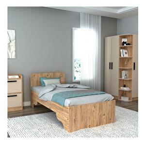 Jednolôžková posteľ 80 cm Poleso 2 (borovica atlantická + béžová) (s roštom)