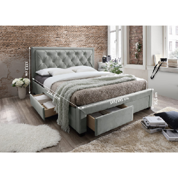 Manželská posteľ 180 cm Orford (s roštom) (sivohnedá) *bazár
