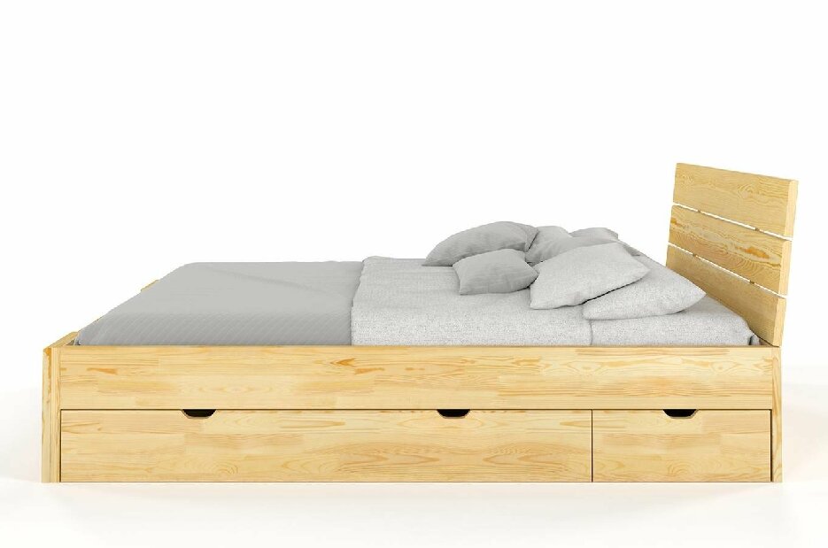 Manželská posteľ 200 cm Naturlig Tosen High Drawers (borovica)
