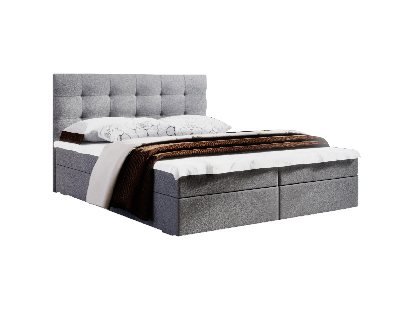 Manželská posteľ Boxspring 140 cm Fade 2 Comfort (sivá) (s matracom a úložným priestorom)