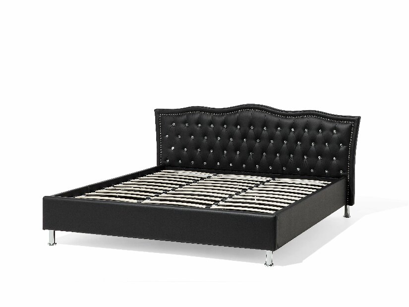 Manželská posteľ 180 cm MATH (s roštom a úl. priestorom) (čierna)