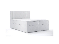 Manželská posteľ Boxspring 140 cm Morcano (biela ekokoža) (s úložným priestorom)