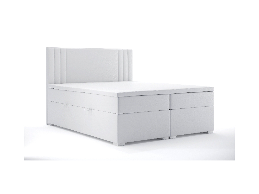 Kontinentálna posteľ 140 cm Morcano (biela ekokoža) (s úložným priestorom)