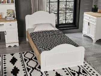 Jednolôžková posteľ 90 cm Lalipe (dub + biela) (s roštom)