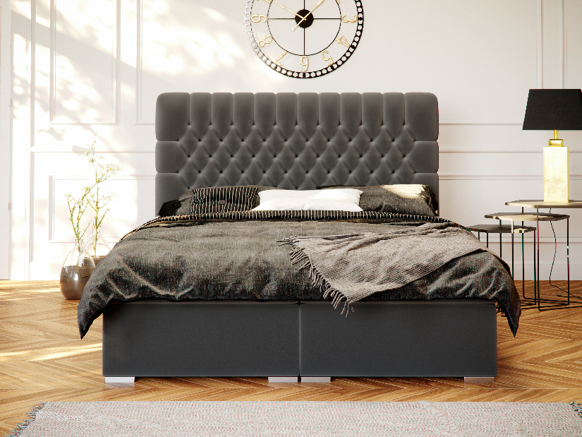 Kontinentálna posteľ 180 cm Daliny (sivá) (s úložným priestorom)